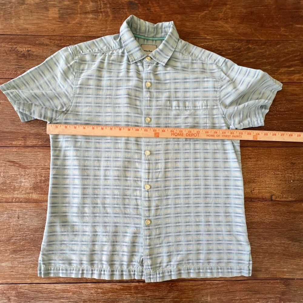 Tommy Bahama Silk Cotton Blend Shirt Pixel In Paradise Camp Shirt Blue Aloha Med - Picture 14 of 16